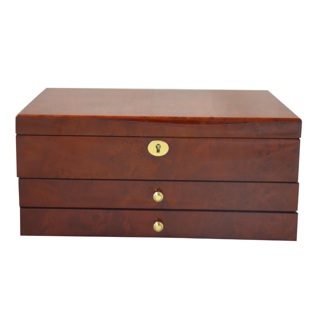 High Glossy Camphor Grain Jewelry Organizer Box with Drawers