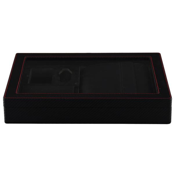 Carbon Fiber MDF Watches and Car Parts Collection Box with Two-Layer Display Design