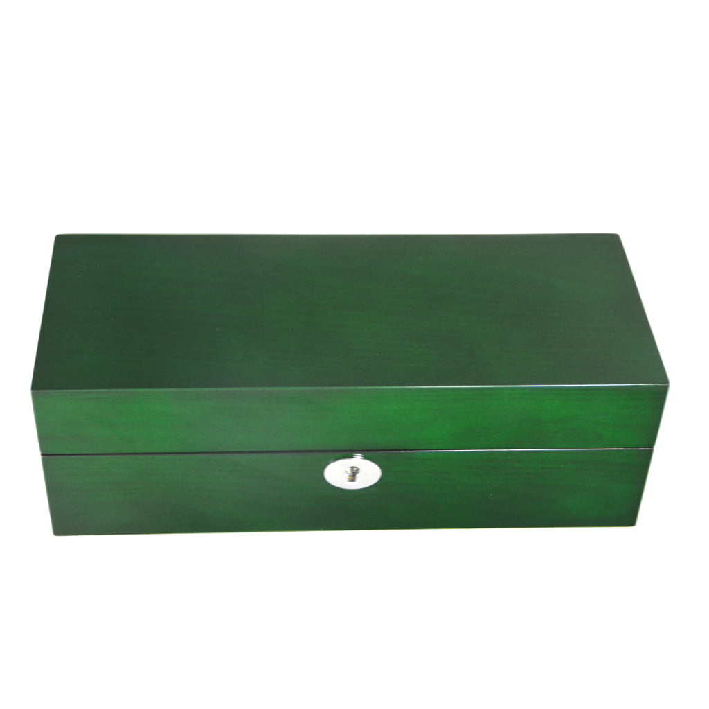 High Glossy Green Oak Grain 5 Watch Case with Velvet Interior