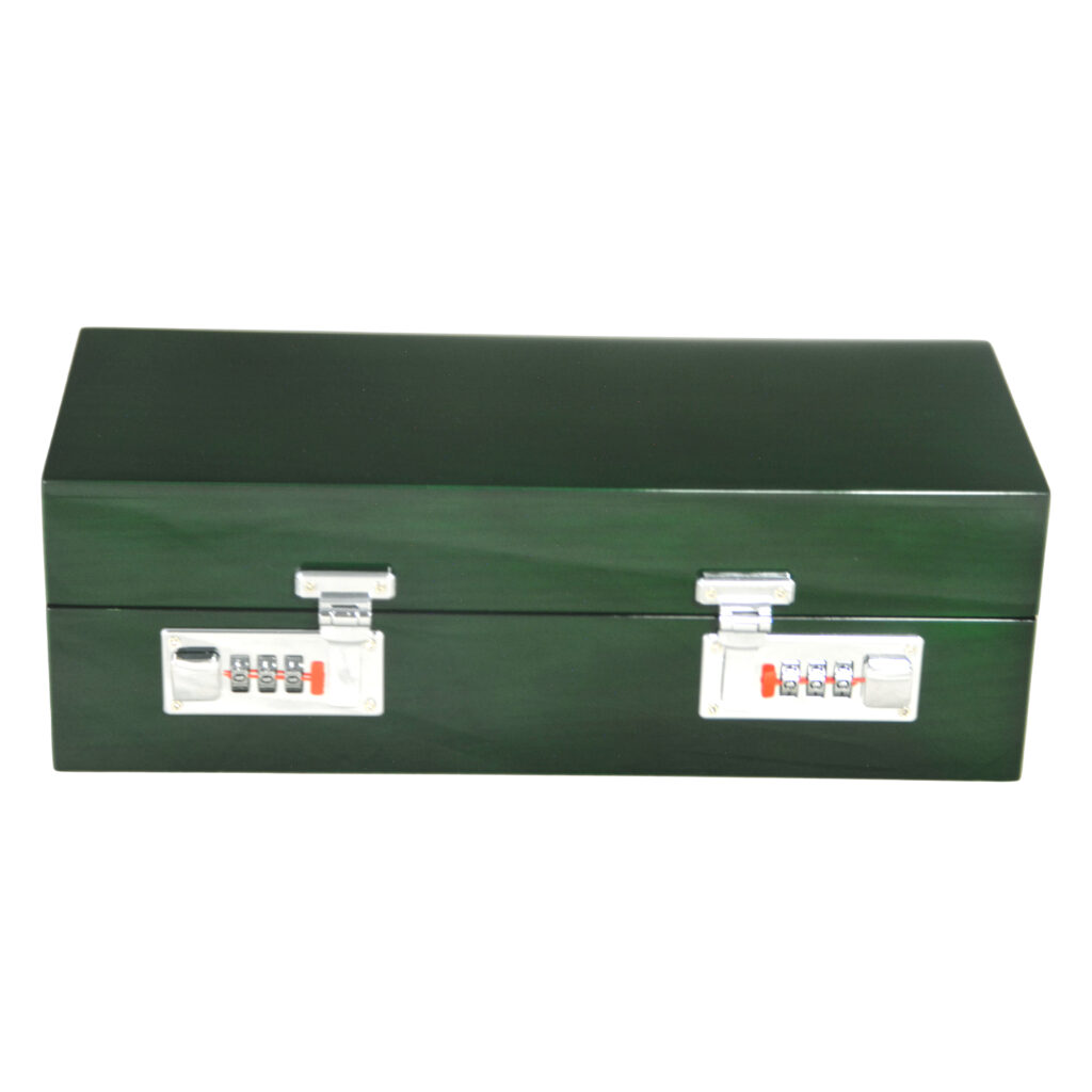 High Glossy Green Oak Grain 5 Watch Case with Combination Lock