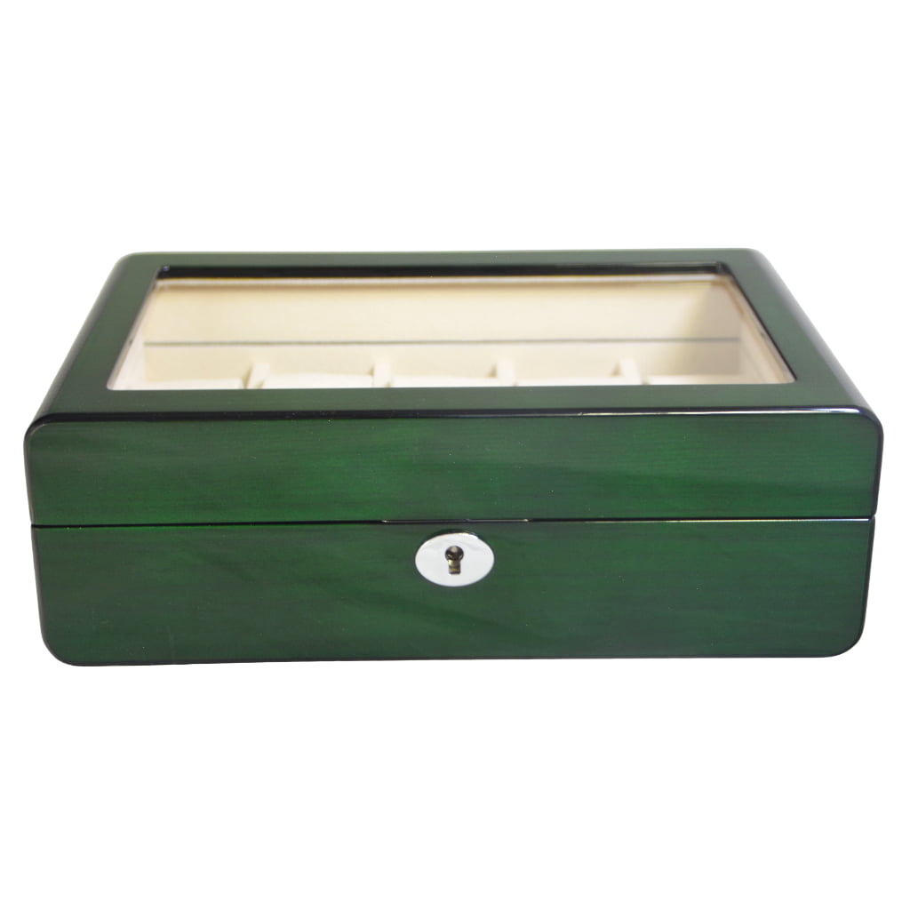 High Glossy Green Oak Grain Spliced Carbon Fiber 10 Watch Case