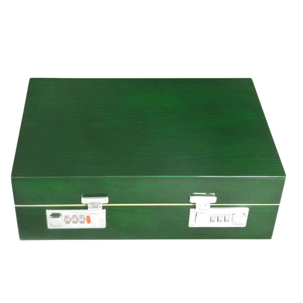 High Glossy Green Oak Grain 10 Watch Case with Combination Lock