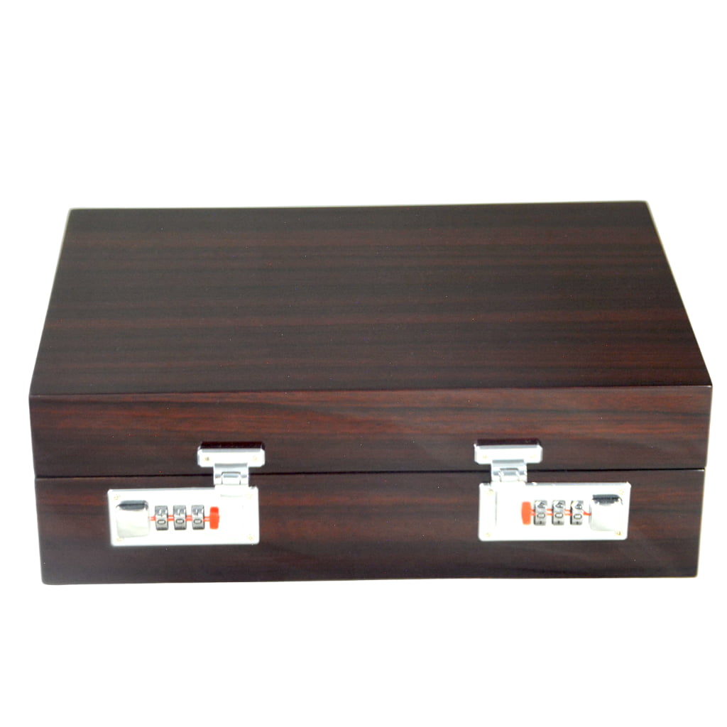 High Glossy Macassar Ebony Grain 10 Watch Case with Combination Lock