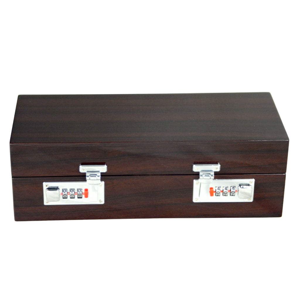 High Glossy Macassar Ebony Grain 5 Watch Case with Combination Lock