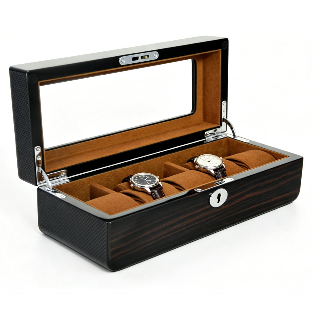 High Glossy Ebony Grain Spliced Carbon Fiber 5 Watch Case