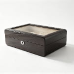 High Glossy Ebony Grain Spliced Carbon Fiber 10 Watch Case with Tempered Glass Display
