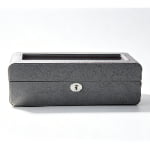 PU Leather Gray 5 Watch Case with Burgundy Velvet Interior