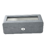 PU Leather Gray 5 Watch Case with Gray Velvet Interior