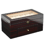 20 slot watch case with high gloss ebony exterior and glass display window