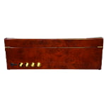 Rear of high-gloss 8 watch winder with four gold-tone knob controls and power connection