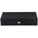 black 12 watch case with wood veneer exterior and lock closure