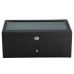 Black Wood Veneered Double-Layer 22 Slots Watch Case