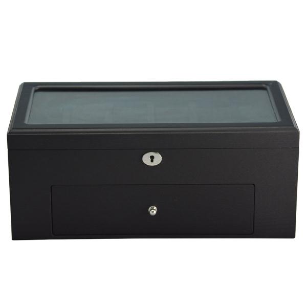 Black Wood Veneered Double-Layer 22 Slots Watch Case