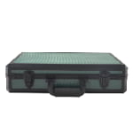 Green 24 slot watch suitcase with aluminum alloy frame, snap closures and carrying handle