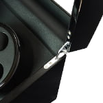 Black watch winder interior with metal lid hinge and PU leather-wrapped surface