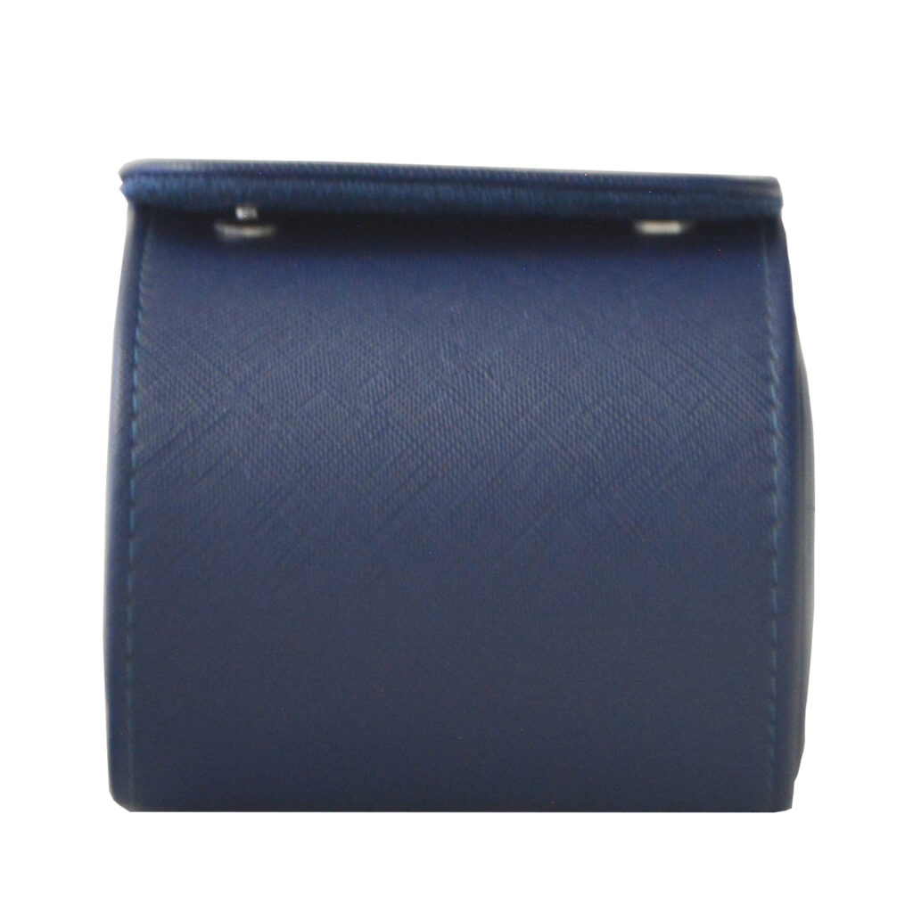 Crossed Grain Blue PU Leather 1 Watch Roll