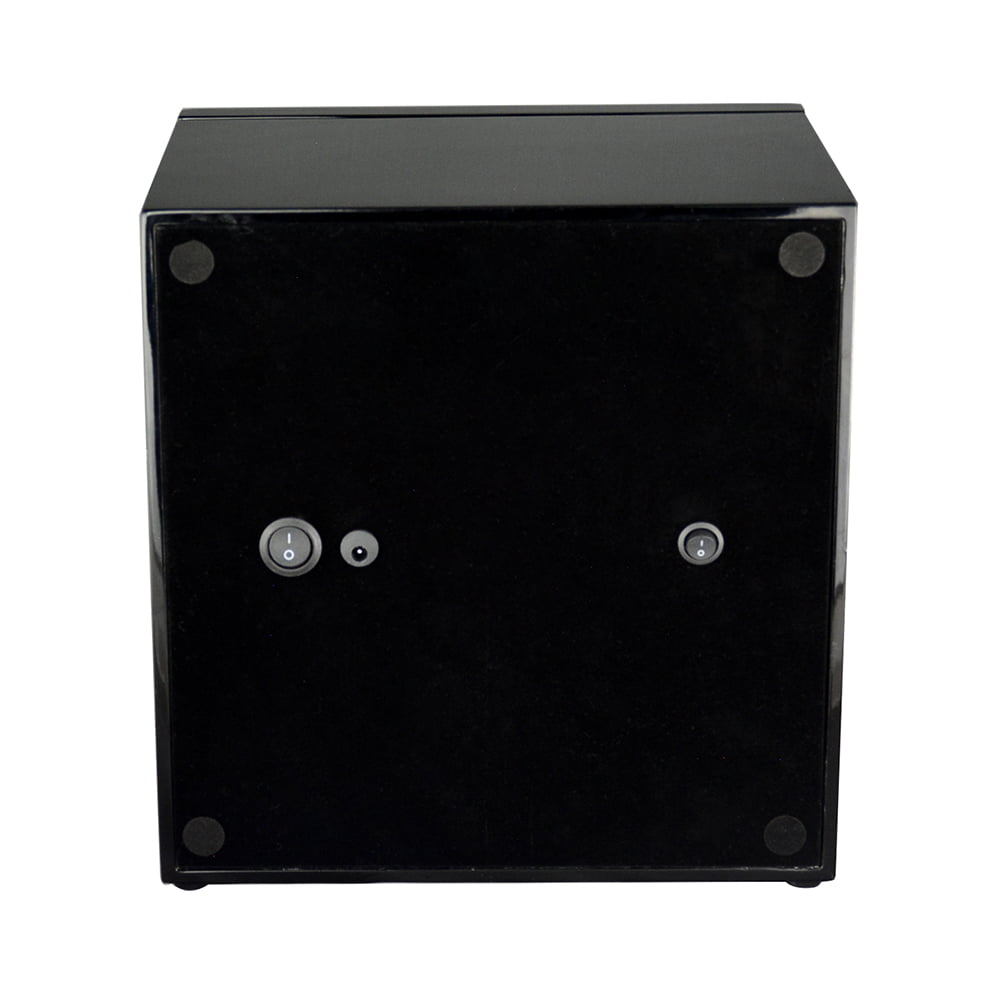 Black dual watch winder rear panel with power switches and adapter connection