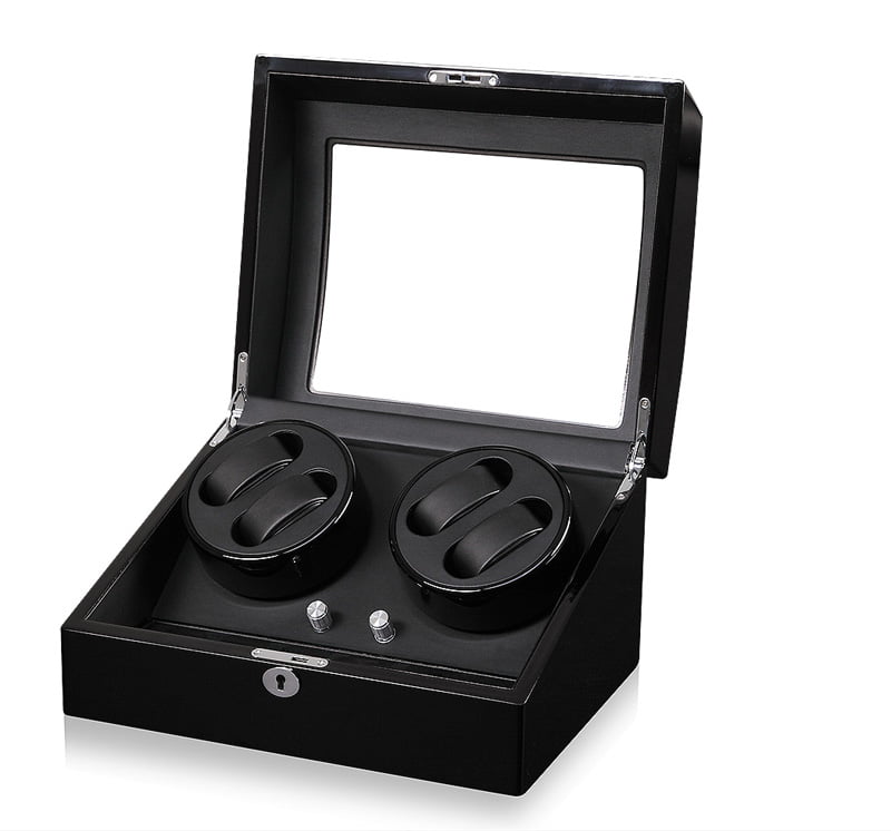 High Glossy Black 4-Watch Winder with 6-Watch Storage with Door Sensor