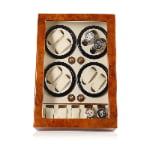 Eight watch winder with high-gloss wood finish, beige interior and five watch storage positions