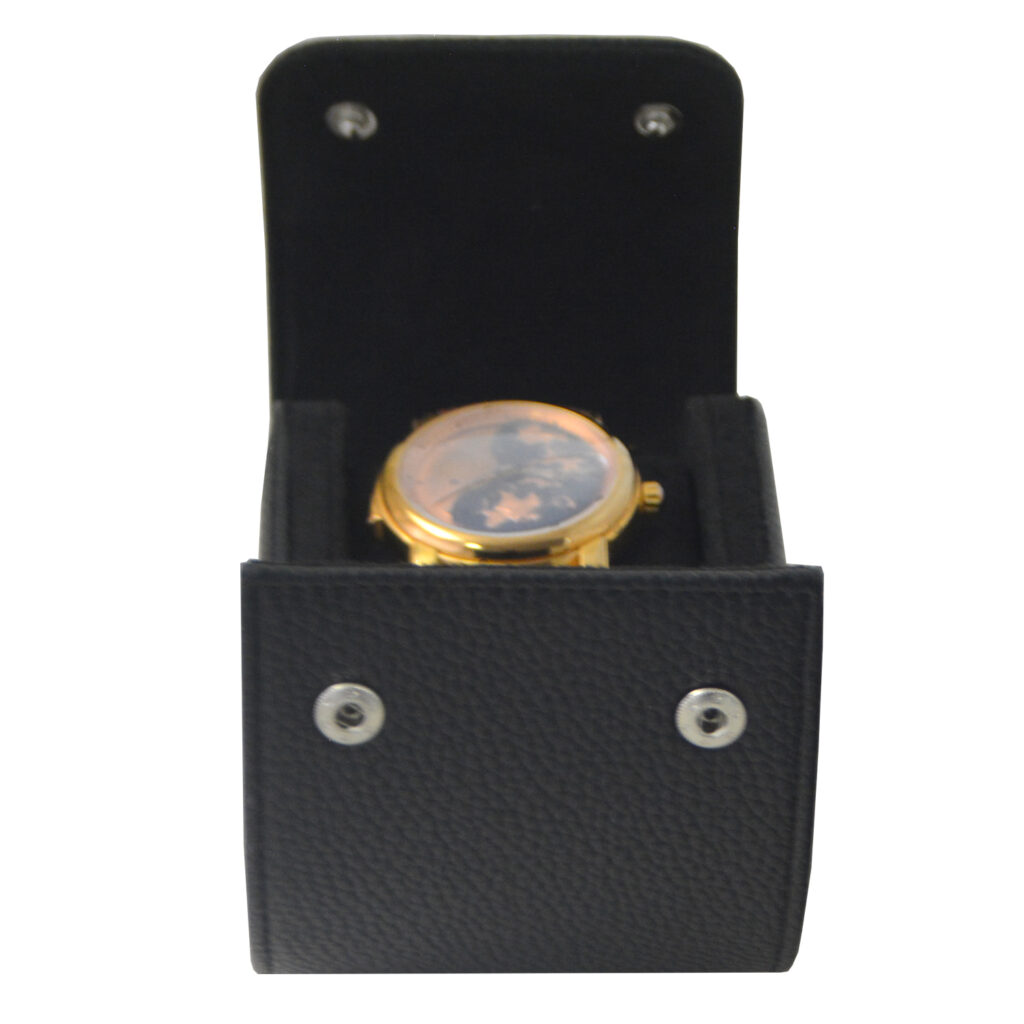 Pebbled Grain PU Leather 1 Watch Roll for Luxury Travel Storage