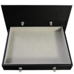 Jewelry collection box with pull-out drawer and velvet-lined storage area