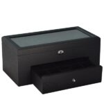 Black Wood Veneered Double-Layer 22 Slots Watch Case