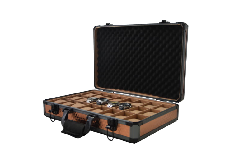 Rose Gold 24-Slot Aluminum Alloy Watch Suitcase
