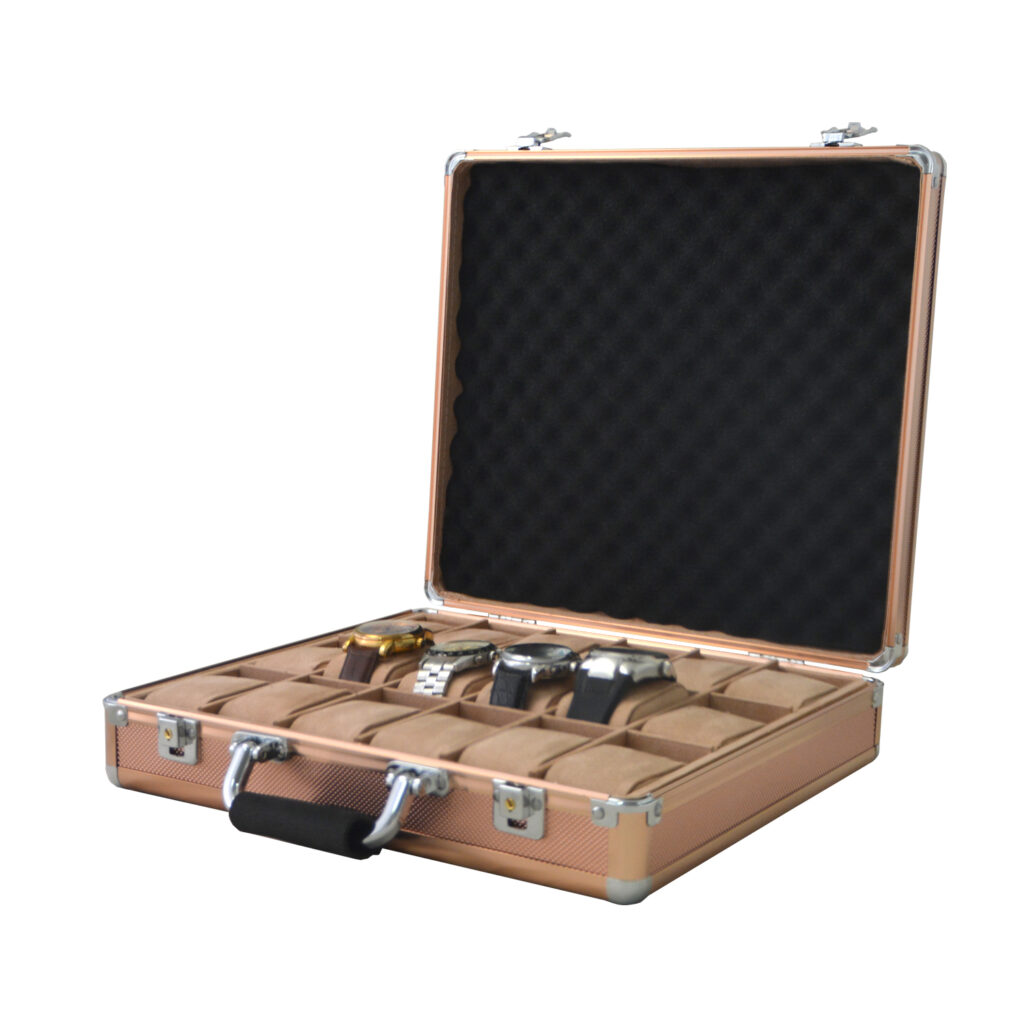 Rose Gold Aluminum Alloy Frame 18 Watch Suitcase