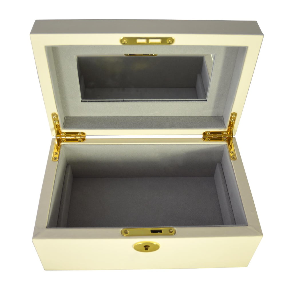 Yellow PU Leather Jewelry Organizer Box with Secret Cabinet