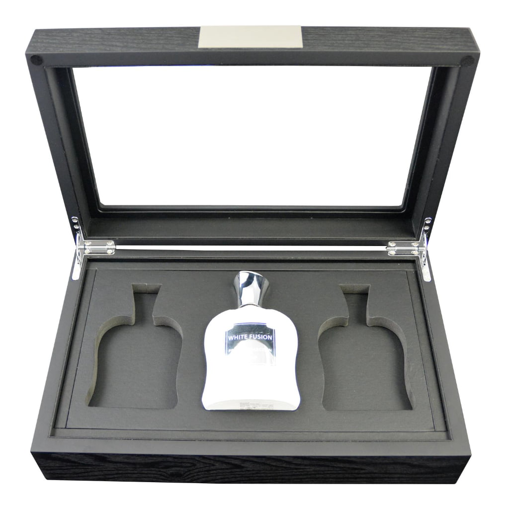 Bark Veneered MDF Perfume Case with Tempered Glass Display