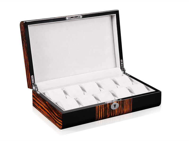 High Glossy Ebony Grain and Black 10 Watch Case
