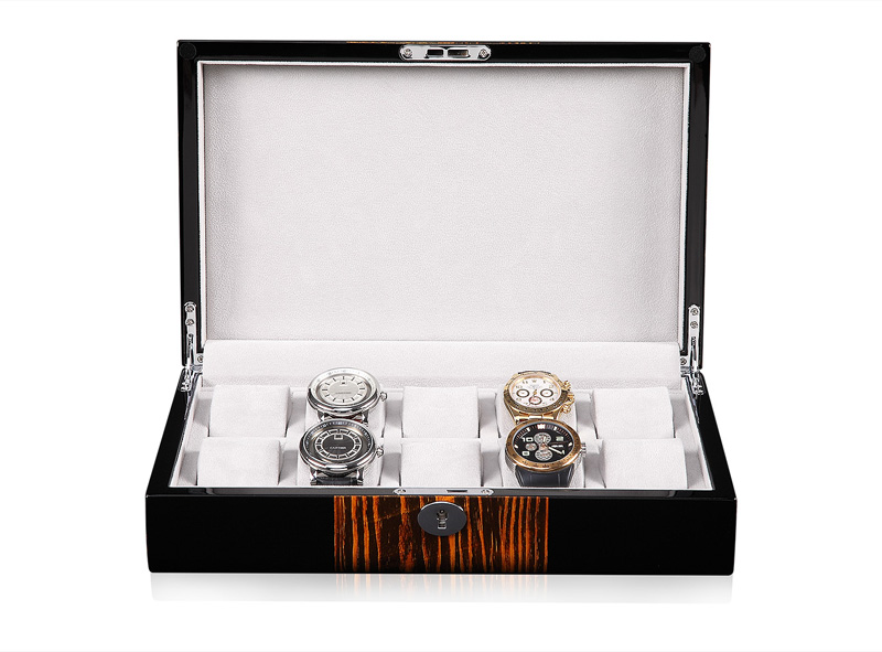 High Glossy Ebony Grain and Black 10 Watch Case