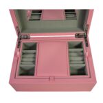 Pink PU Leather Jewelry Organizer Box with Secret Cabinet