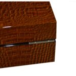 High Glossy Crocodile Grain Brown 6 Watch Case with Velvet Interior