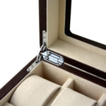 PU Leather Brown 10 Watch Case with Ivory Velvet Interior