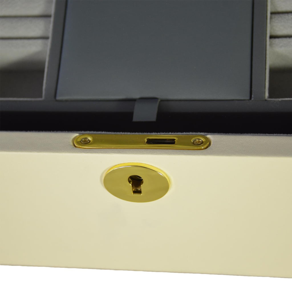 Yellow PU Leather Jewelry Organizer Box with Secret Cabinet