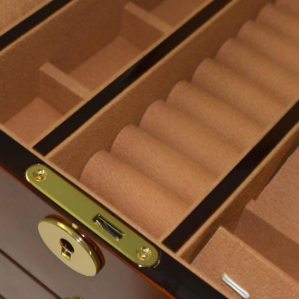 High Glossy Camphor Grain Jewelry Organizer Box with Drawers