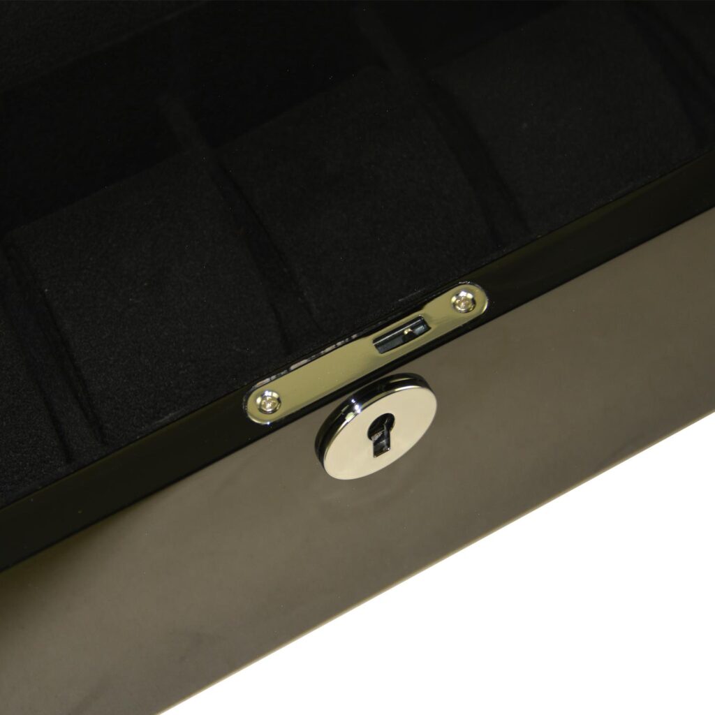 Black High Glossy Arc 6 Watch Case with Velvet Interior