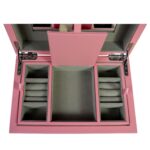 Pink PU Leather Jewelry Organizer Box with Secret Cabinet