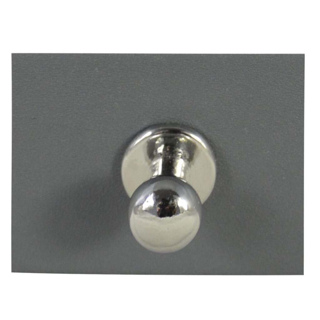 Jewelry case hinge hardware and velvet interior detail