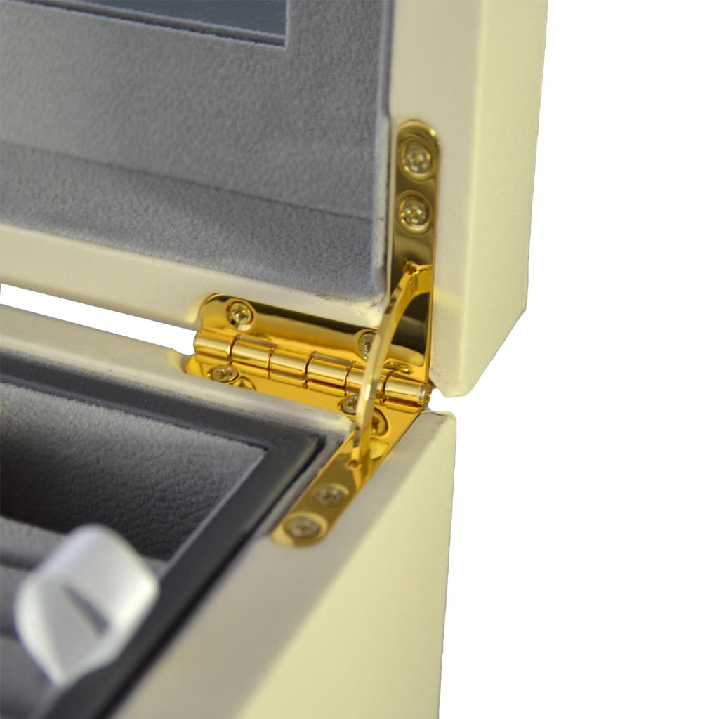 Yellow PU Leather Jewelry Organizer Box with Secret Cabinet