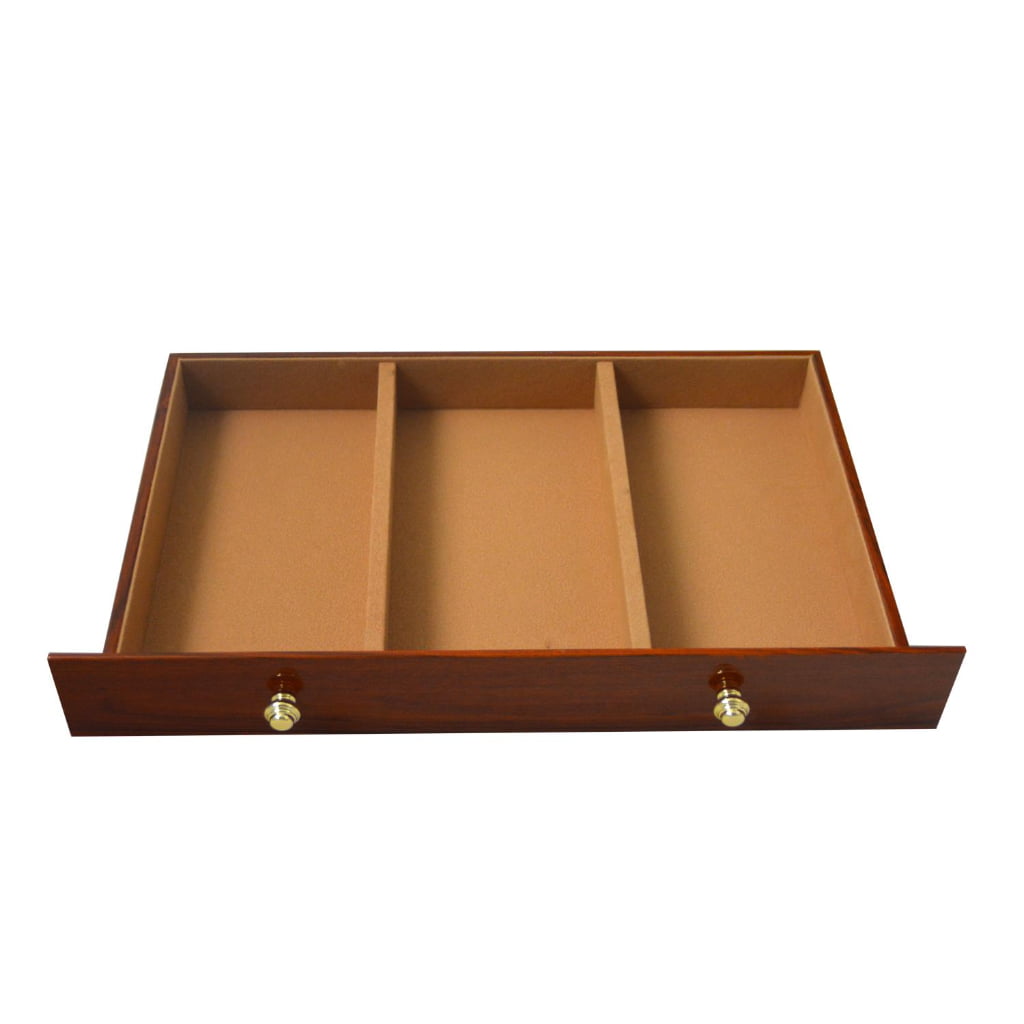 Teak jewelry case drawer with organized storage compartments