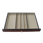 Jewelry box drawer tray with divided storage compartments