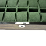 High Glossy Dark Oak Grain Spliced Carbon Fiber 10 Watch Case with Green Velvet Interior