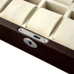 PU Leather Brown 10 Watch Case with Ivory Velvet Interior