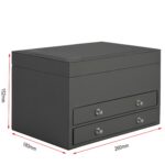 Grey jewelry case drawer handle and PU leather exterior detail