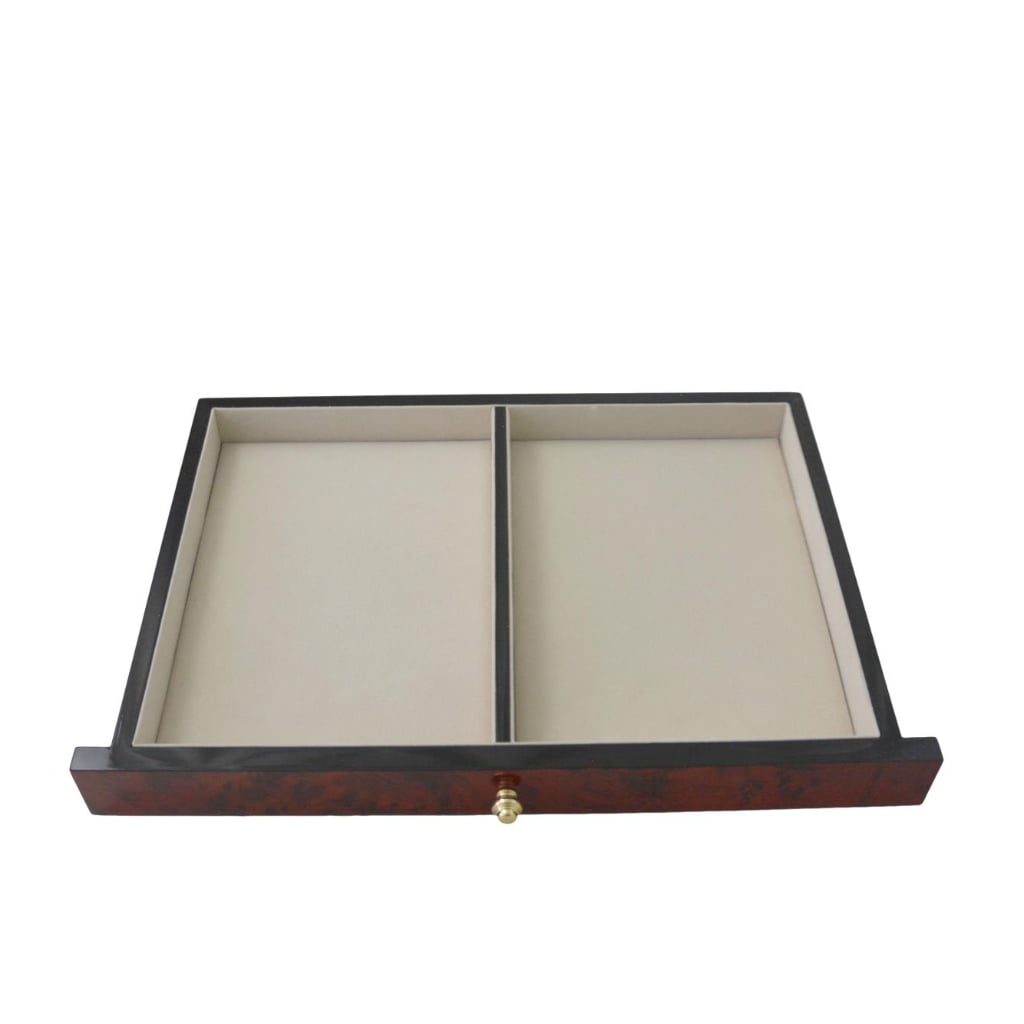 Jewelry box removable tray with divided beige interior sections