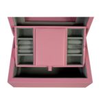 Pink PU Leather Jewelry Organizer Box with Secret Cabinet