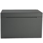 Grey jewelry storage case with drawer structure and dimensions