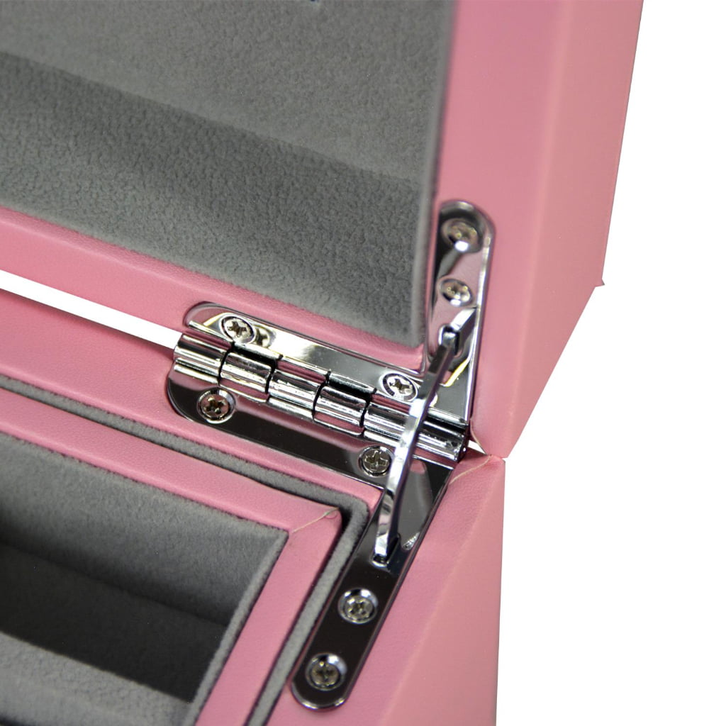 Pink PU Leather Jewelry Organizer Box with Secret Cabinet